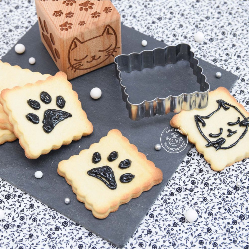 Cat wood cookie stamp + cookie cutter - ScrapCooking