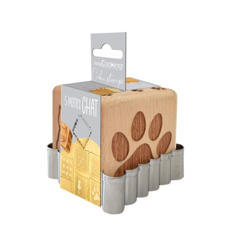 Cat wood cookie stamp + cookie cutter - ScrapCooking