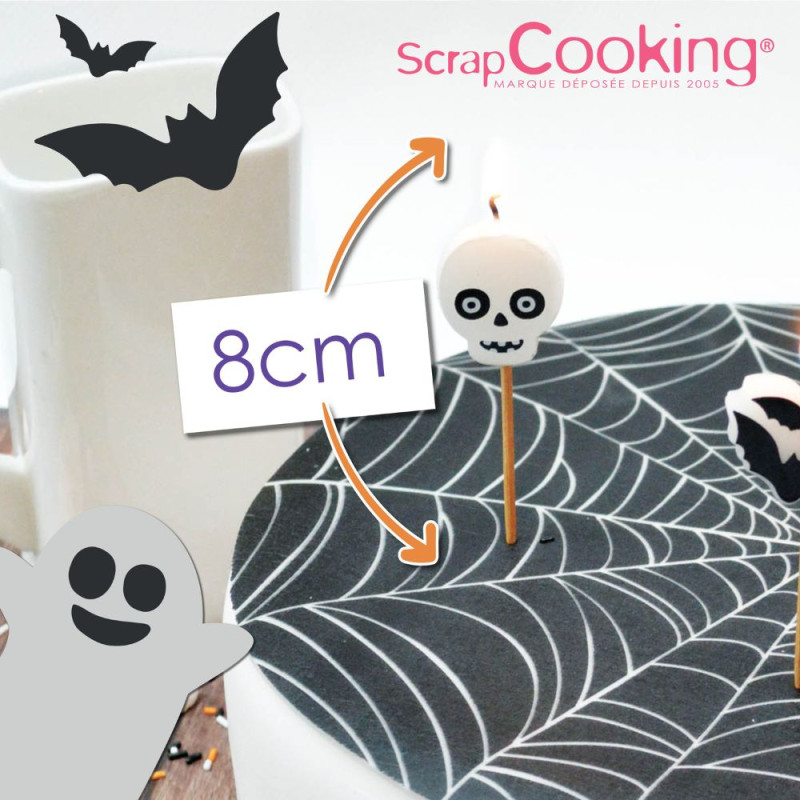 8 bougies Halloween gros gâteau - ScrapCooking