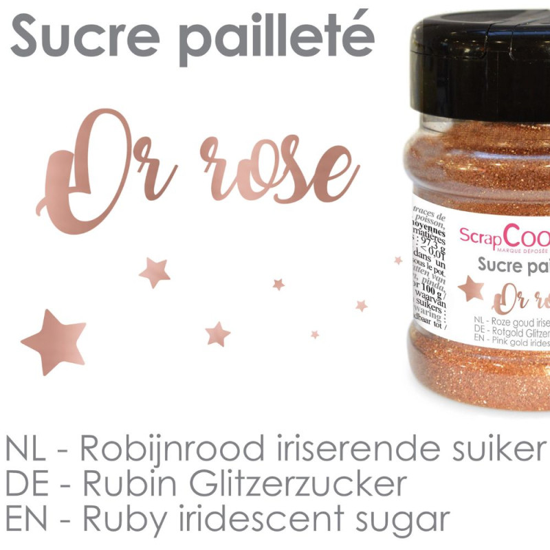 Rose gold iridescent sugar 160g - product image 2 - ScrapCooking