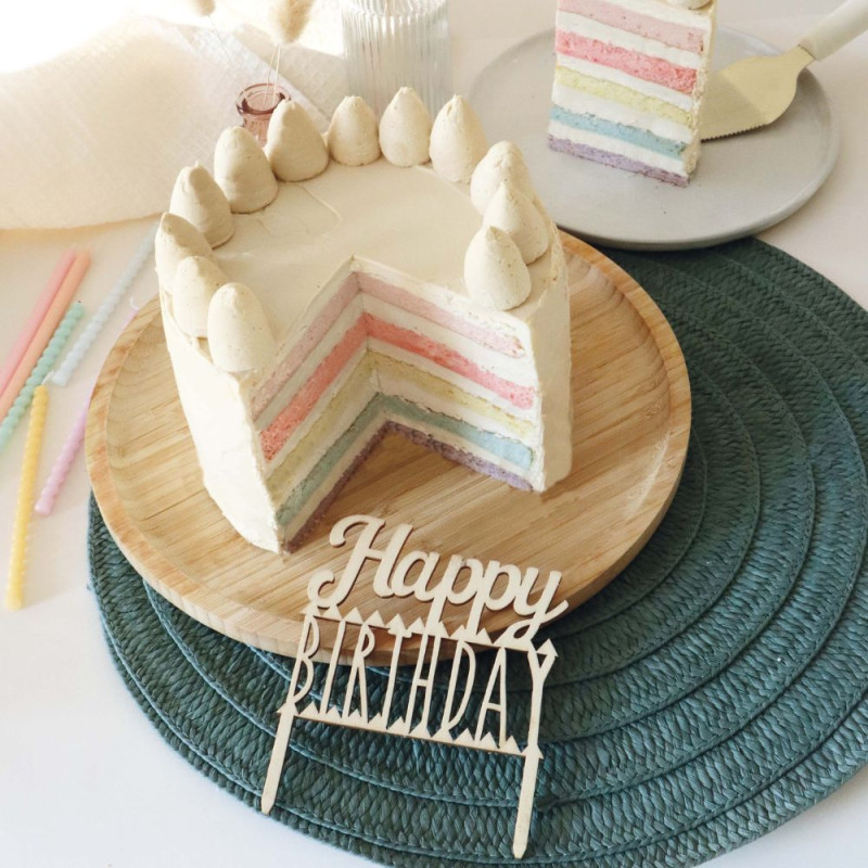 Happy Birthday wood cake topper