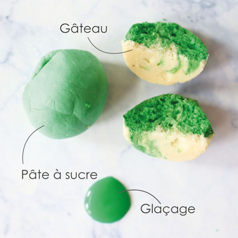 Colorant gel alimentaire vert 20 gr application - ScrapCooking