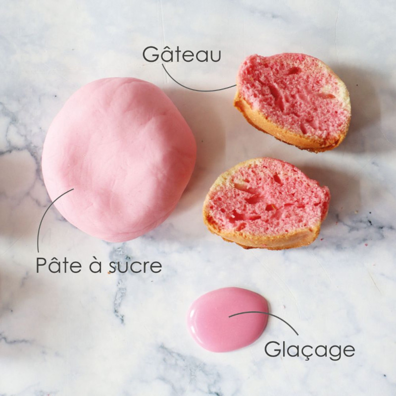 Colorant gel alimentaire rose 20 gr application - ScrapCooking