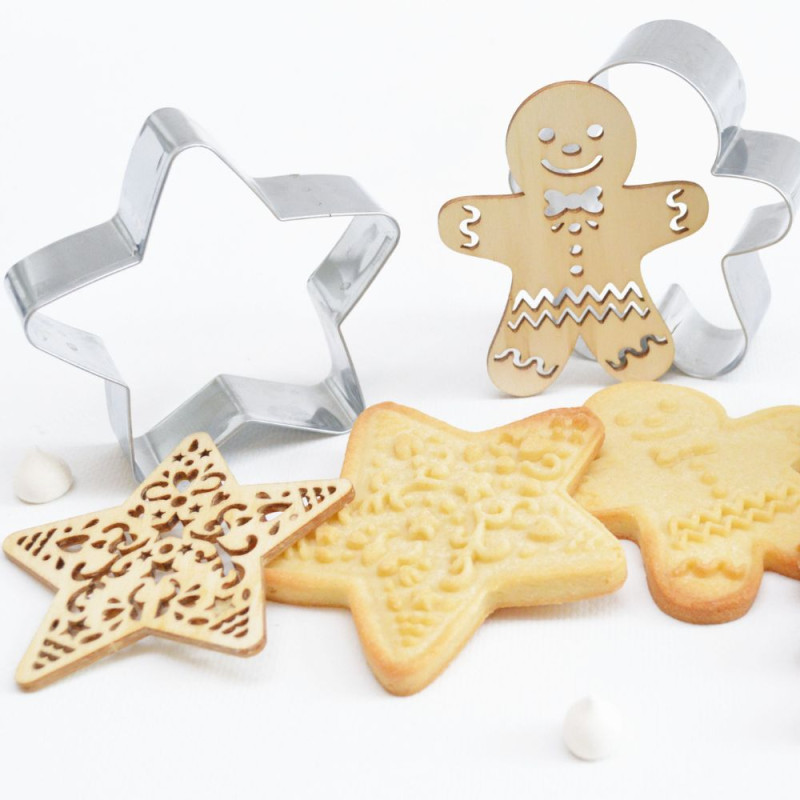 Découpoir + embosseur bois étoile biscuits - ScrapCooking