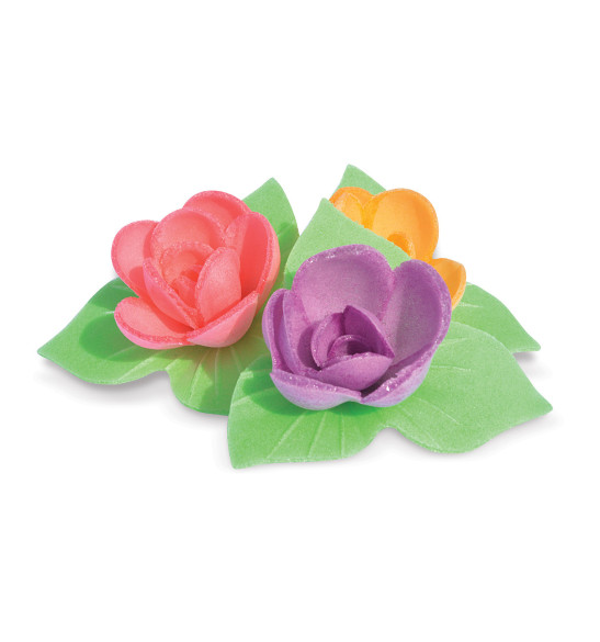 6 Mini rose corolla edible wafer decorations