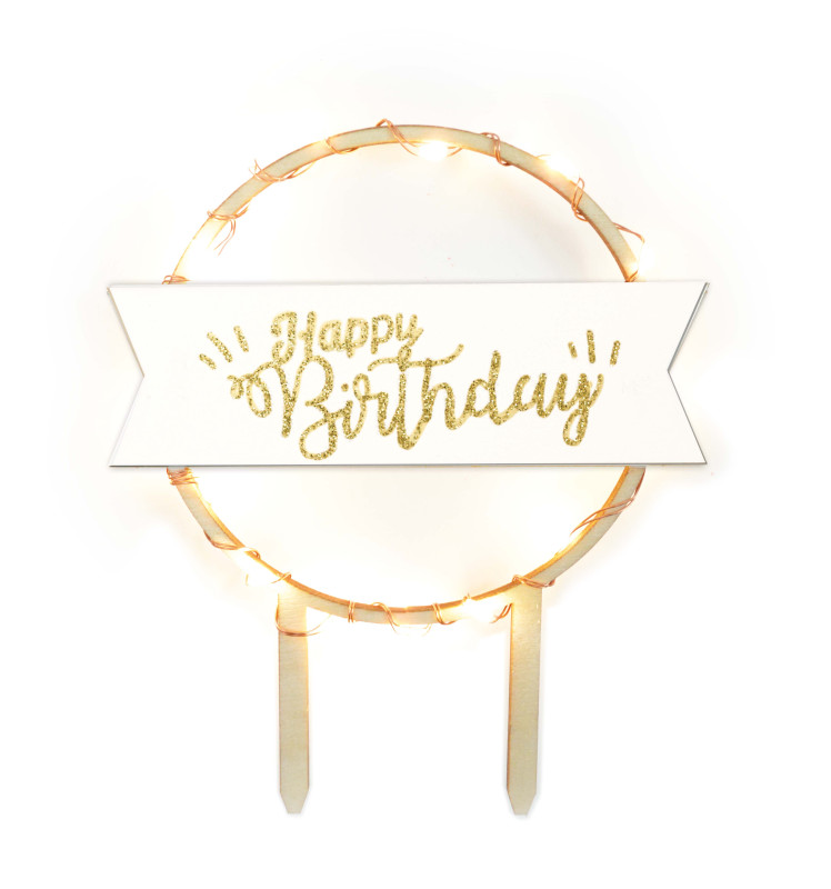 Cake topper led Happy Birthday réf.4962