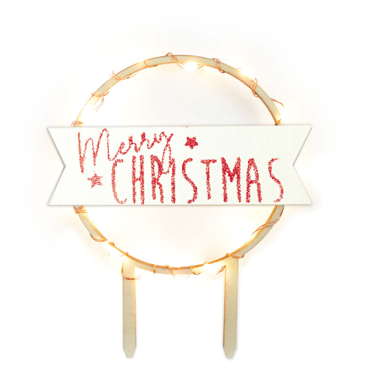 Cake topper led Merry Christmas réf.4963