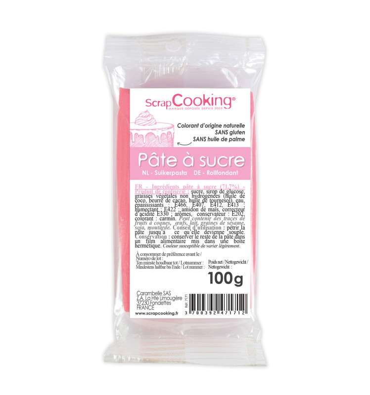 Pâte à sucre rose pastel - Patisdecor - 100 g