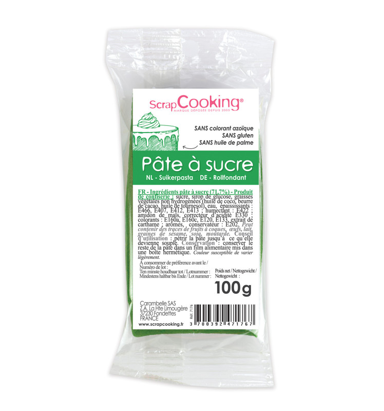 Pâte À Sucre Sans Gluten Vert Clair 100g - Cuisiner et préparer 