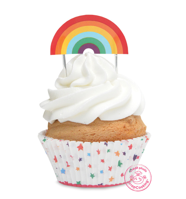 24 cupcake cases + 24 cake toppers rainbow - ScrapCooking®