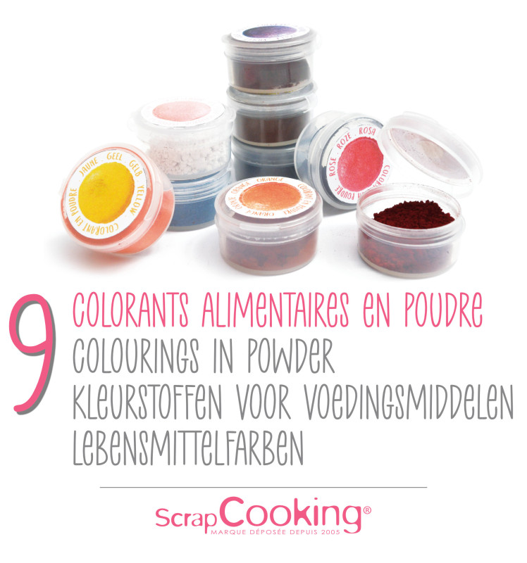 9 mini natural powdered food colourings - ScrapCooking®