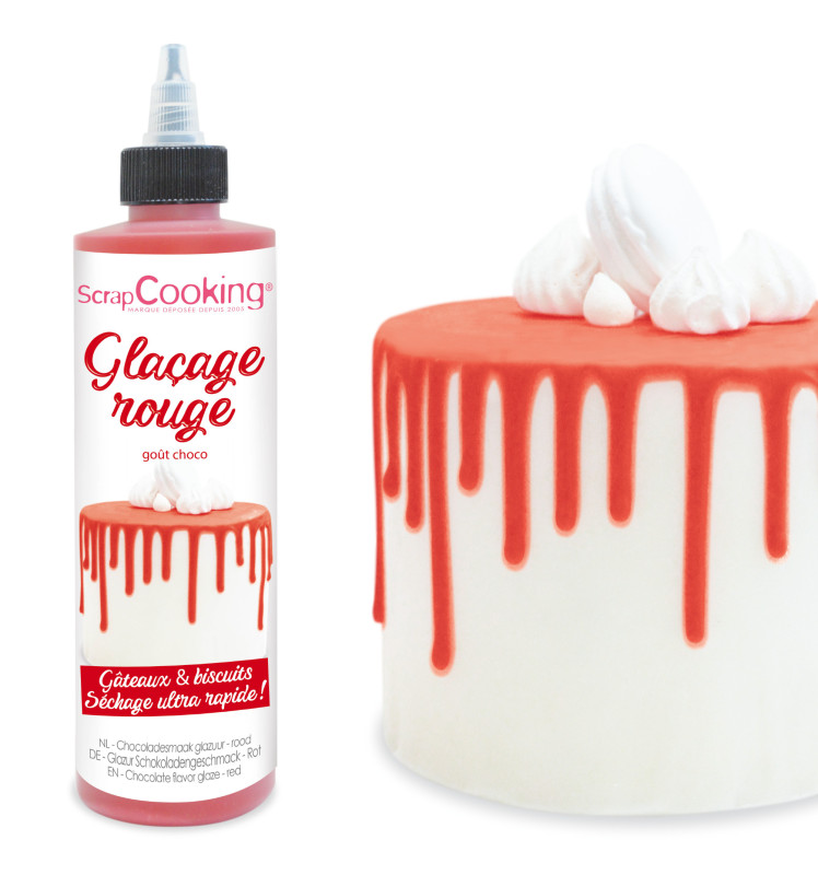 Chocolate flavor glaze 130g red ScrapCooking® - Drip cake