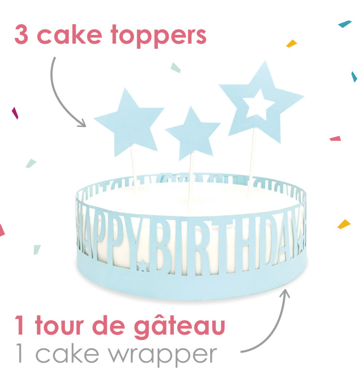 Cake scenery wrapper + cake toppers Happy Birthday - ScrapCooking®