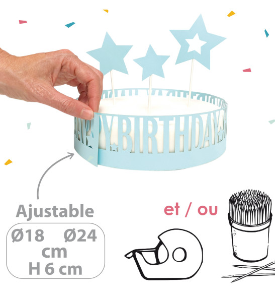 Déco de gâteau d'anniversaire Happy birthday - SCRAPCOOKING® 