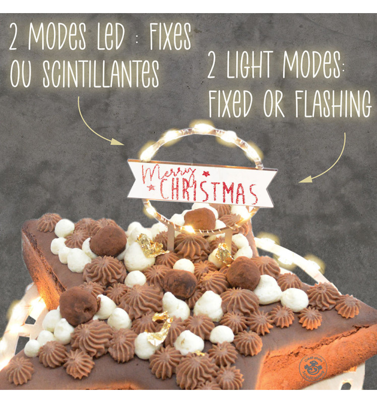 Cake topper led Merry Christmas réf.4963