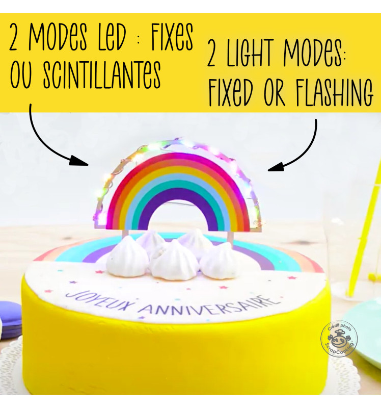 Rainbow LED cake topper - ScrapCooking®