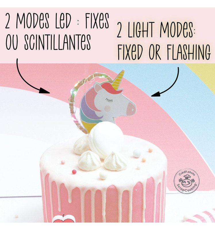 Ambiance Cake topper led Licorne sur gâteau - ScrapCooking