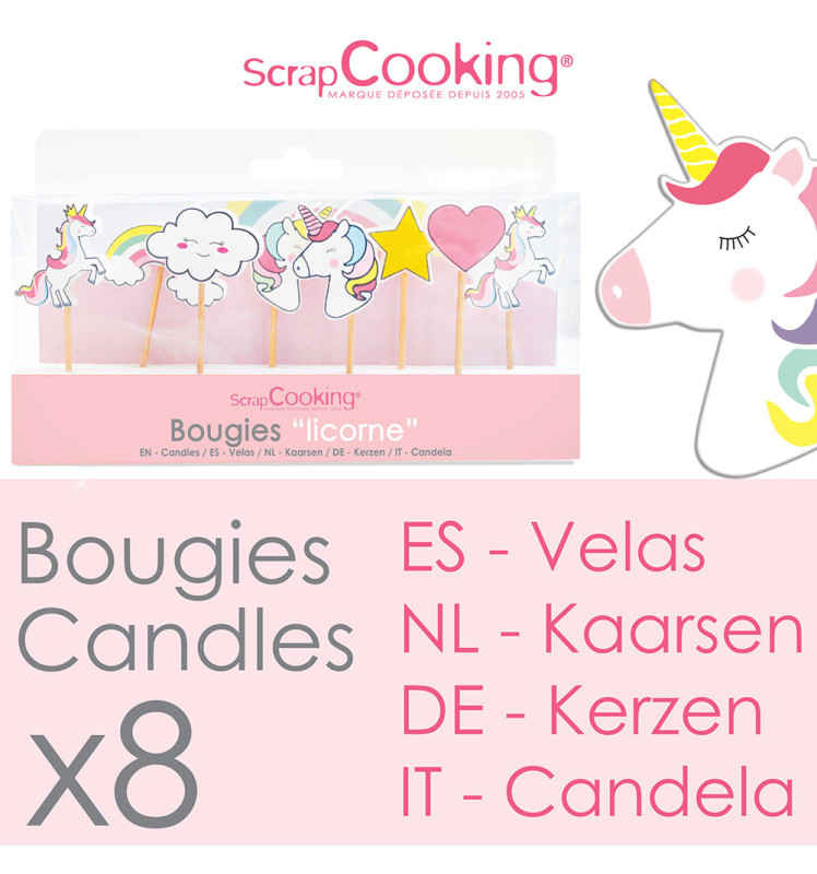 8 Unicorn candles - ScrapCooking®