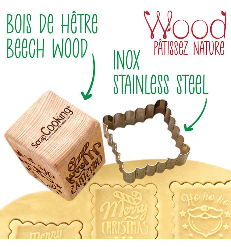 Christmas wood cookie stamp + cookie cutter ScrapCooking®