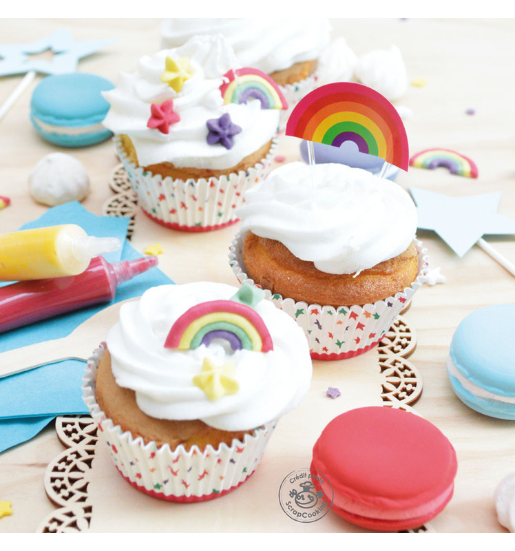 Rainbow-themed sweet scenery decorations - ScrapCooking®