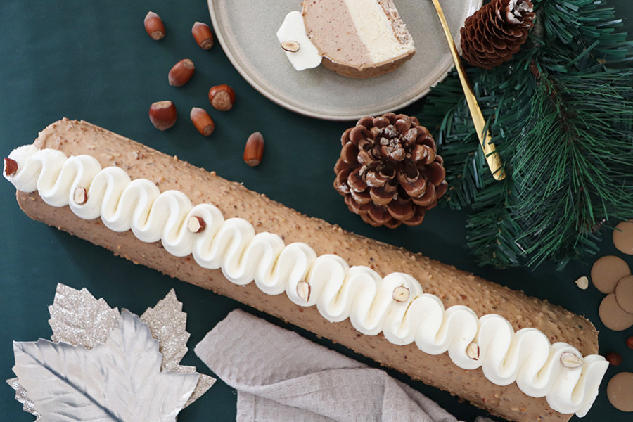 Recette bûche praliné noisettes Noël